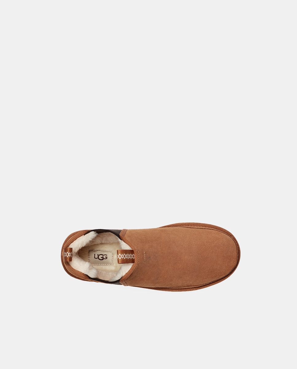 Botins Neumel Chelsea com Forro Interior de Pelo e em Pele Castanho-4