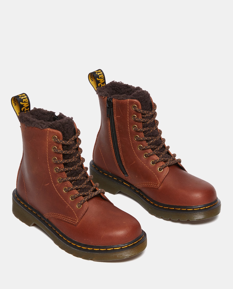 Botas 1460 Serena de Criança em Pele Dr. Martens Camel-3