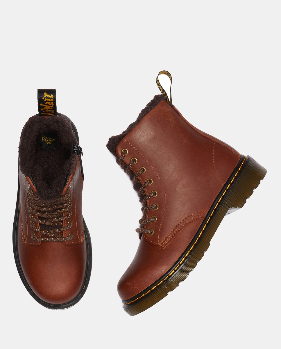 Botas 1460 Serena de Criança em Pele Dr. Martens Camel-5