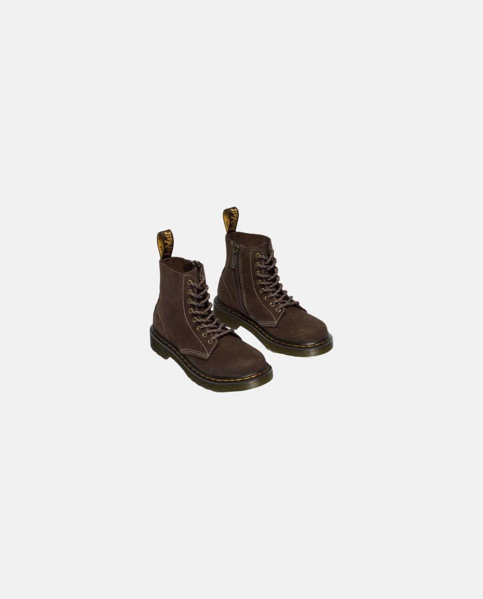 Imagen 2 de Botas para niños de piel tumbled nubuck - Dr. Martens - Marrón chocolate Marrón chocolate