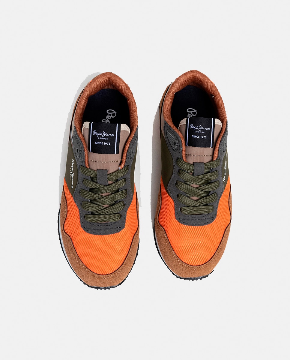 Zapatilla moderna running London de niño multicolor - Pepe Jeans - Naranja teja Naranja teja-2