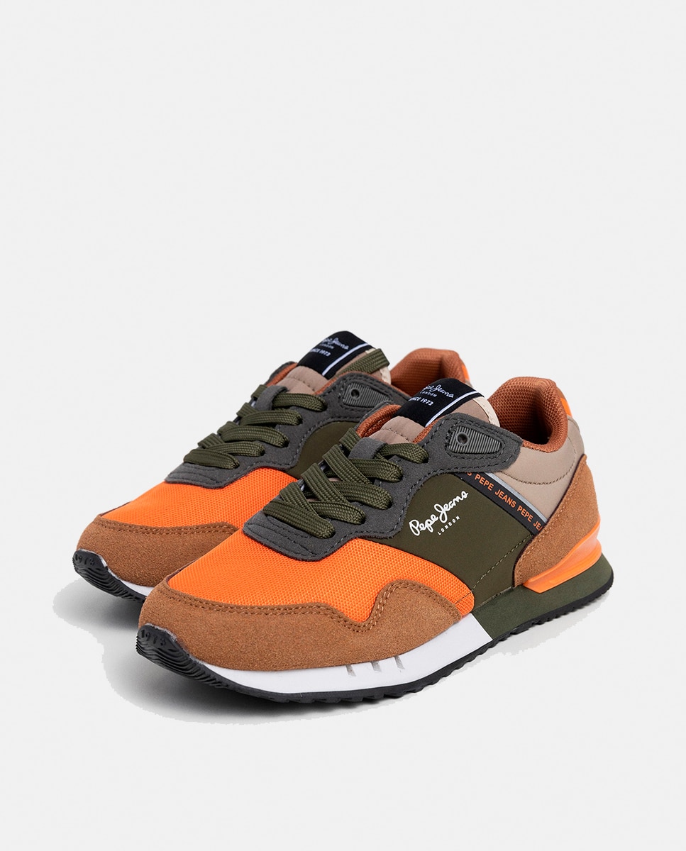 Zapatilla moderna running London de niño multicolor - Pepe Jeans - Naranja teja Naranja teja-3
