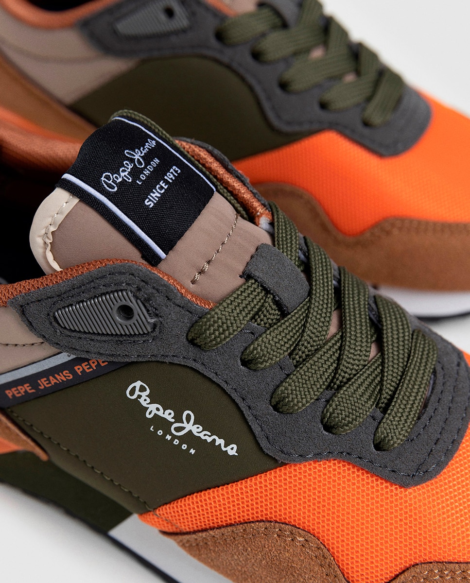 Zapatilla moderna running London de niño multicolor - Pepe Jeans - Naranja teja Naranja teja-5