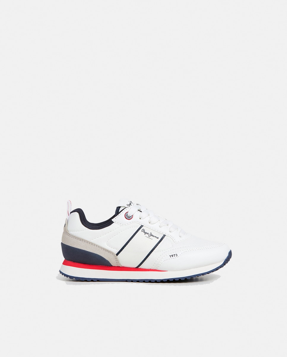 Sapatilhas Dublin Clue com Fita Lateral e Cores Alternadas Pepe Jeans Branco-1