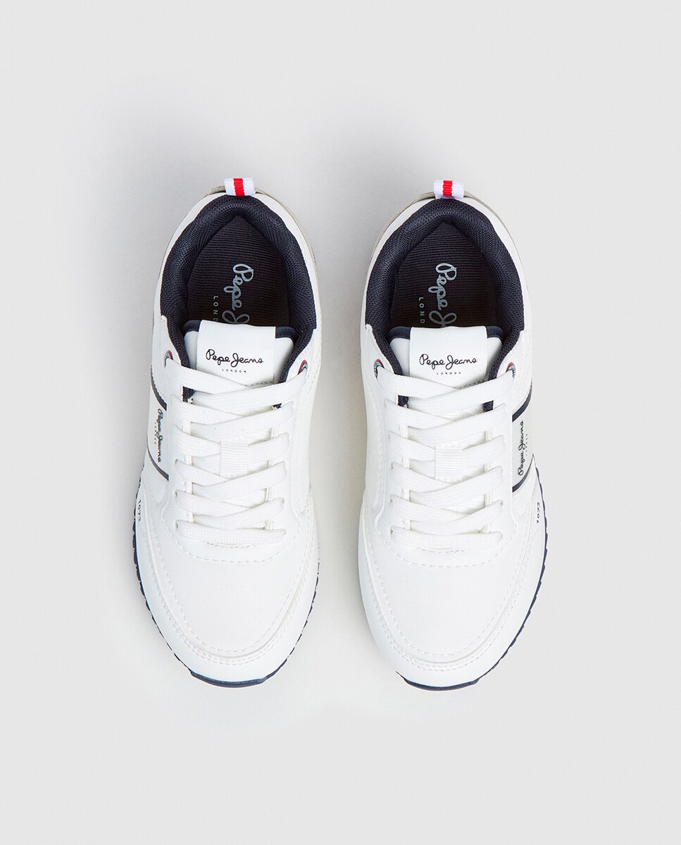 Sapatilhas Dublin Clue com Fita Lateral e Cores Alternadas Pepe Jeans Branco-2