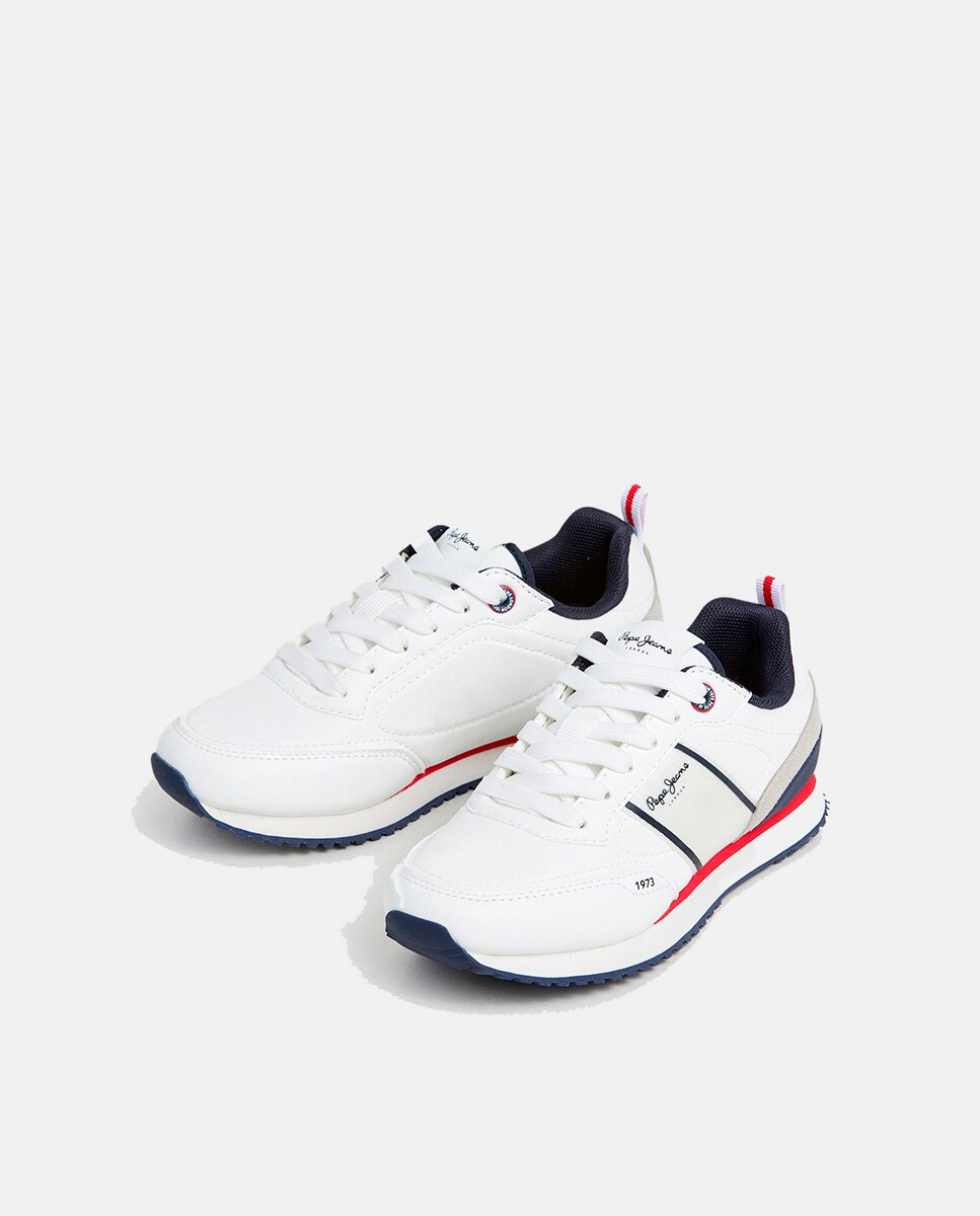 Sapatilhas Dublin Clue com Fita Lateral e Cores Alternadas Pepe Jeans Branco-3