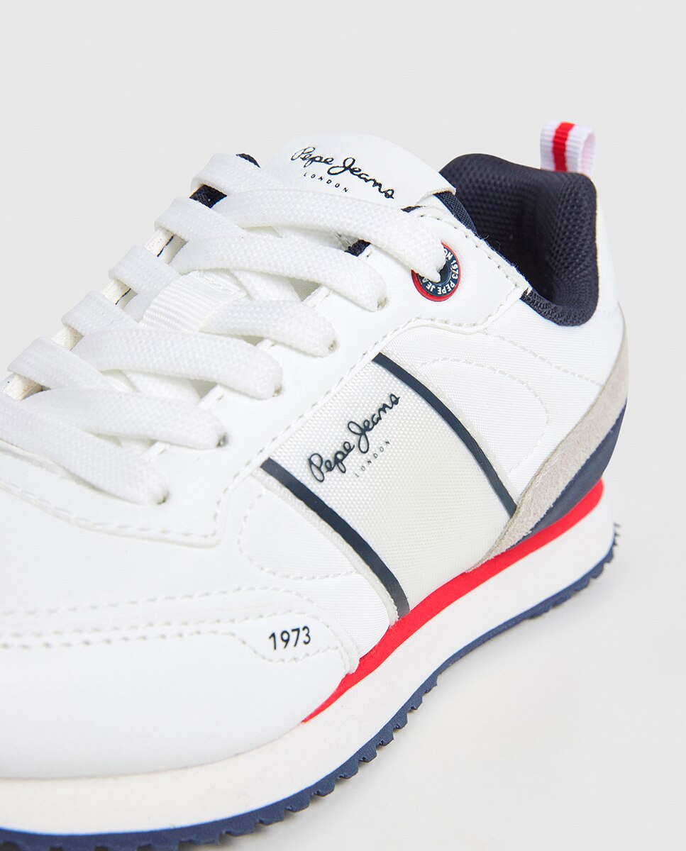 Sapatilhas Dublin Clue com Fita Lateral e Cores Alternadas Pepe Jeans Branco-5