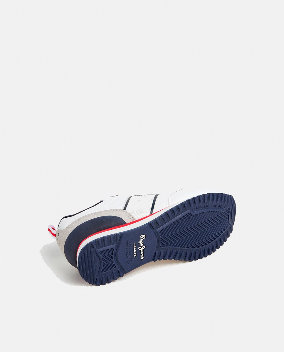 Sapatilhas Dublin Clue com Fita Lateral e Cores Alternadas Pepe Jeans Branco-6