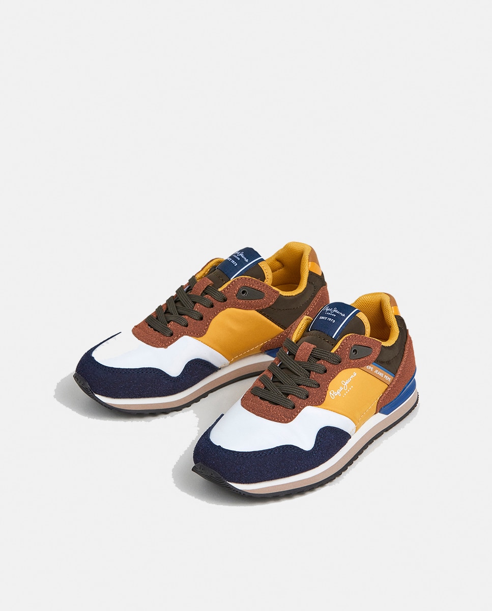 Sapatilhas London Berg em Combinação de Material e Cor Azul-marinho-3