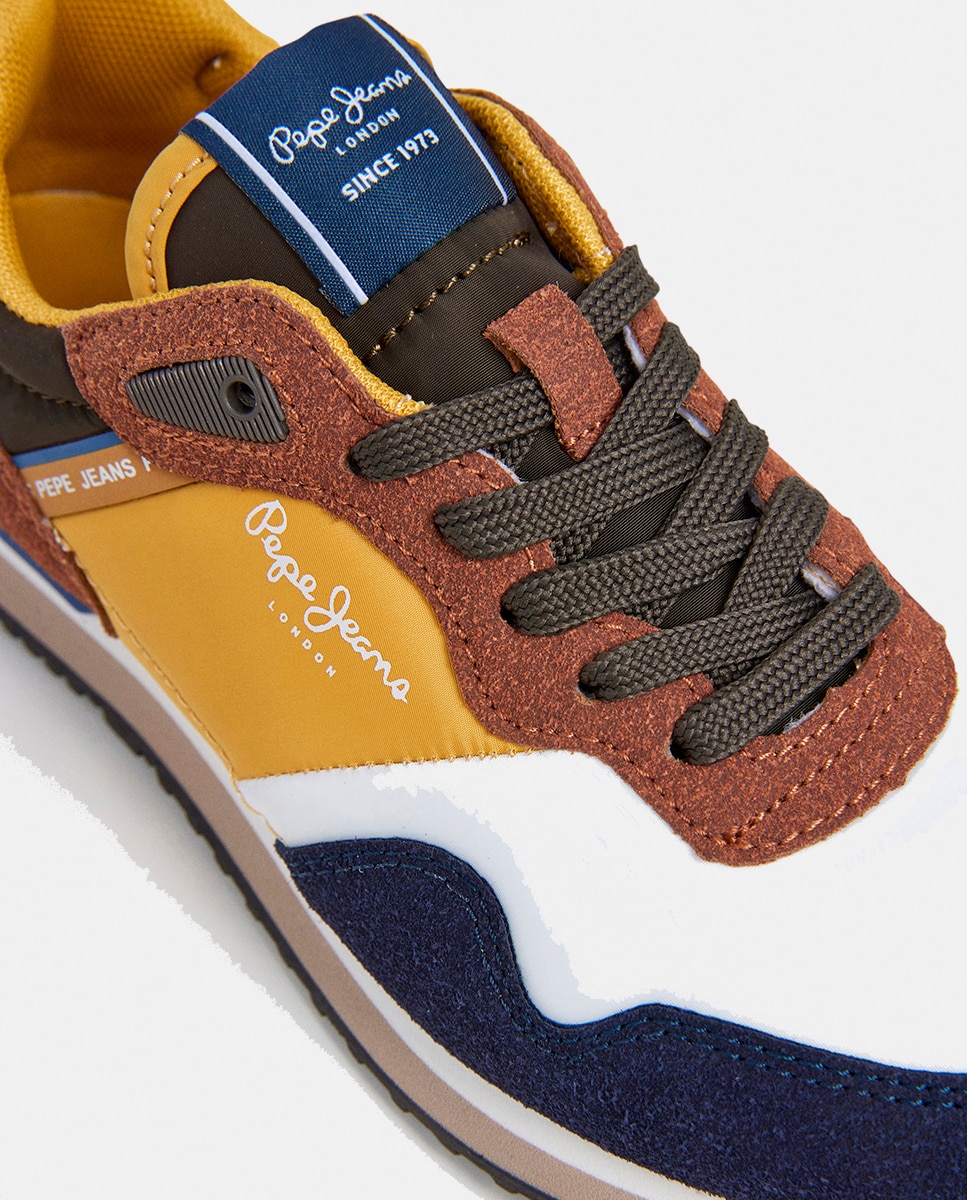 Sapatilhas London Berg em Combinação de Material e Cor Azul-marinho-5