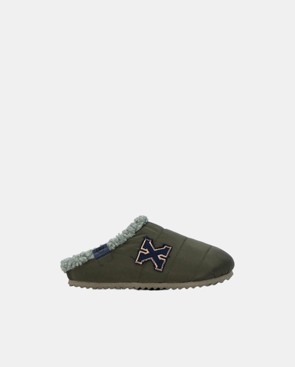 Zapatillas de niño de casa textil - Verde militar Verde militar-1