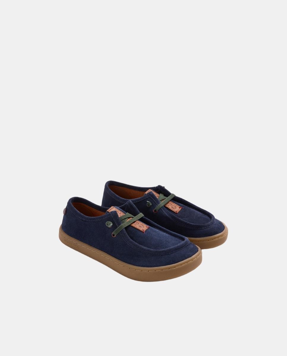 Mocassins Náuticos Barefoot em Pele Azul-marinho-2