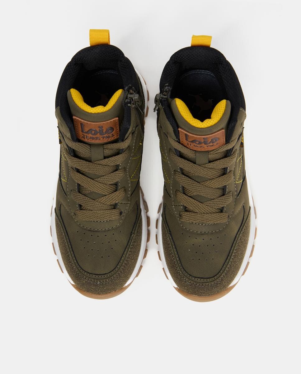 Botins Casual Outdoor com Fecho de Correr Interior Verde Azeitona-4