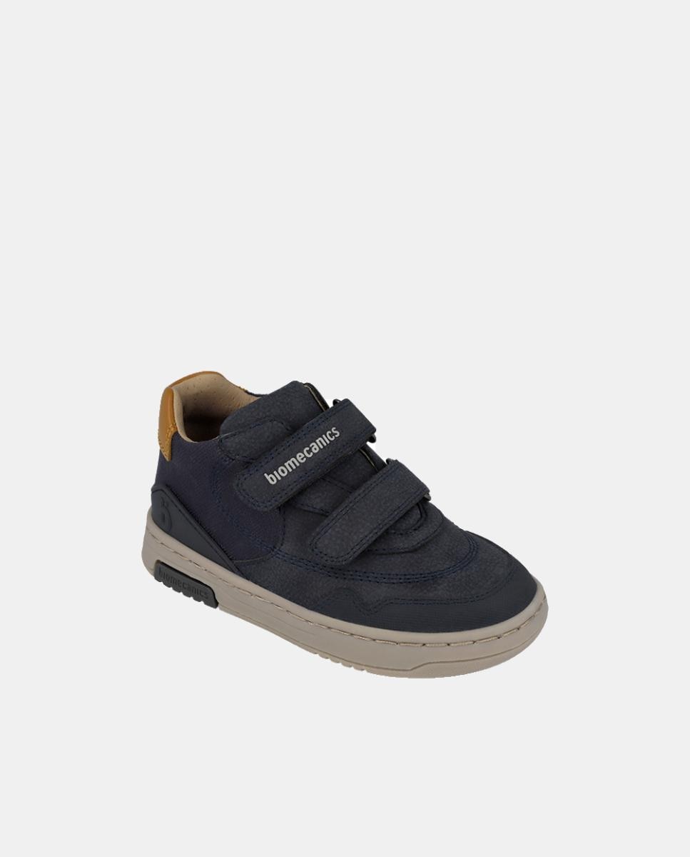 Botins de Criança em Pele com Fecho Duplo de Velcro Azul-marinho-4