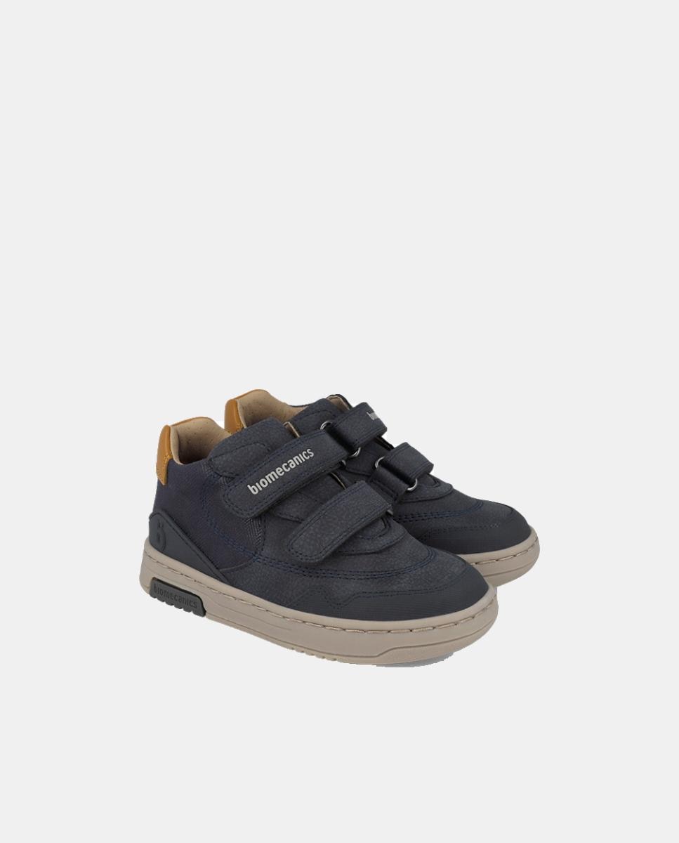 Botins de Criança em Pele com Fecho Duplo de Velcro Azul-marinho-5