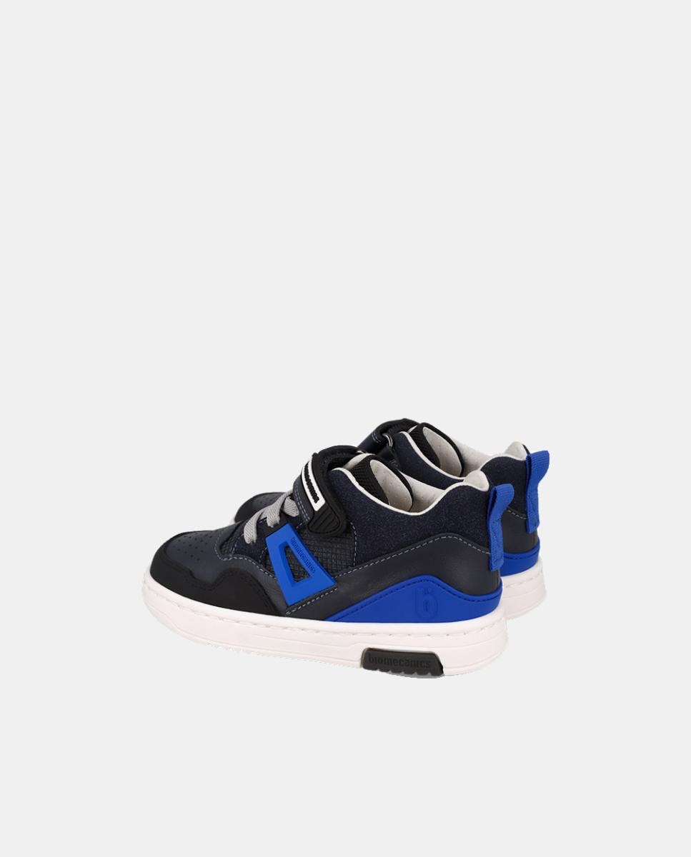 Botins para Criança em Pele com Biqueira Redonda e Fecho de Velcro com Elásticos Azul-escuro-3