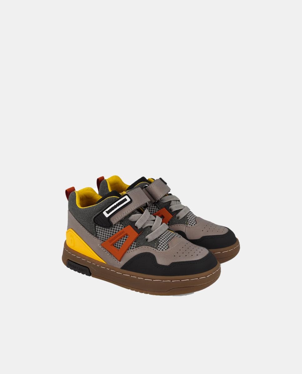 Botins para Criança em Pele com Biqueira Redonda e Fecho de Velcro com Elásticos Cinzento-5