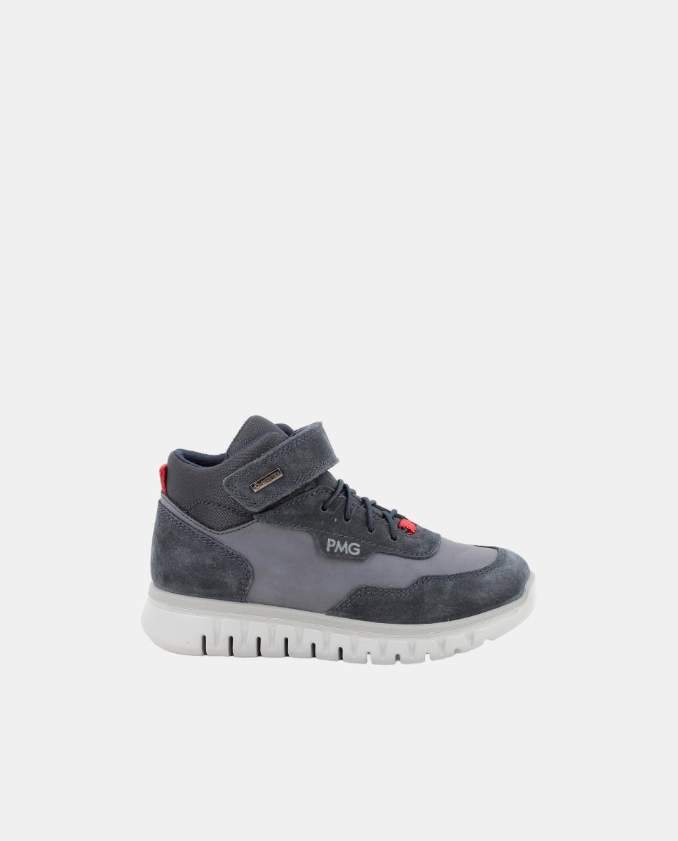 Zapatilla de chico,en piel y material sintético, con cierre con velcro y cordón elástico, forro Goretex - Primigi - Azul oscuro Azul oscuro-1
