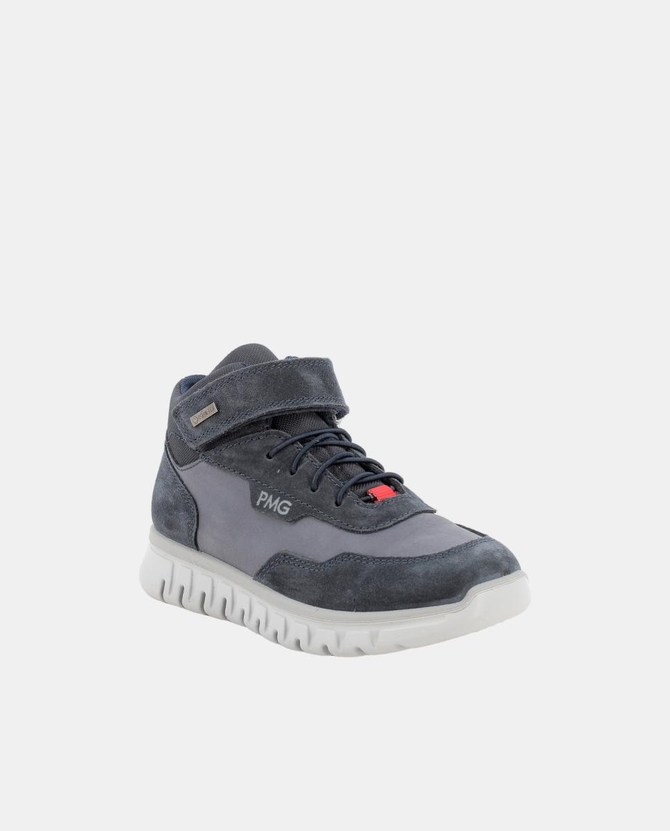 Zapatilla de chico,en piel y material sintético, con cierre con velcro y cordón elástico, forro Goretex - Primigi - Azul oscuro Azul oscuro-3