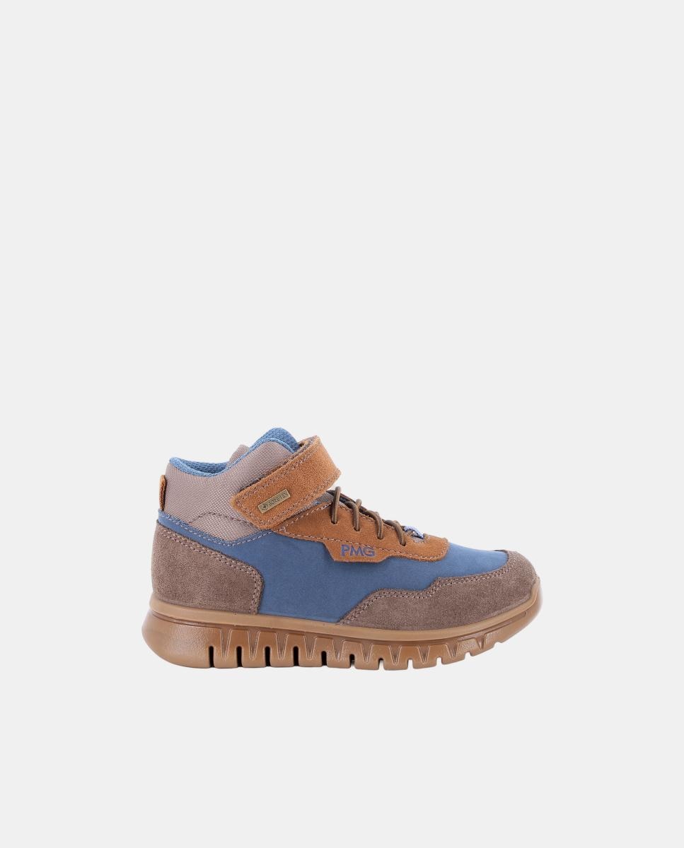 Zapatilla de chico,en piel y material sintético, con cierre con velcro y cordón elástico, forro Goretex - Primigi - Cuero Cuero-1