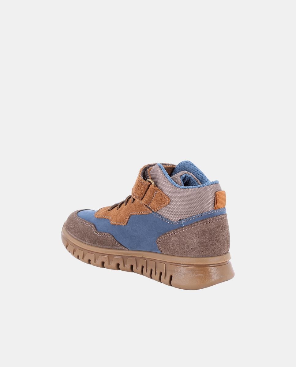 Zapatilla de chico,en piel y material sintético, con cierre con velcro y cordón elástico, forro Goretex - Primigi - Cuero Cuero-2