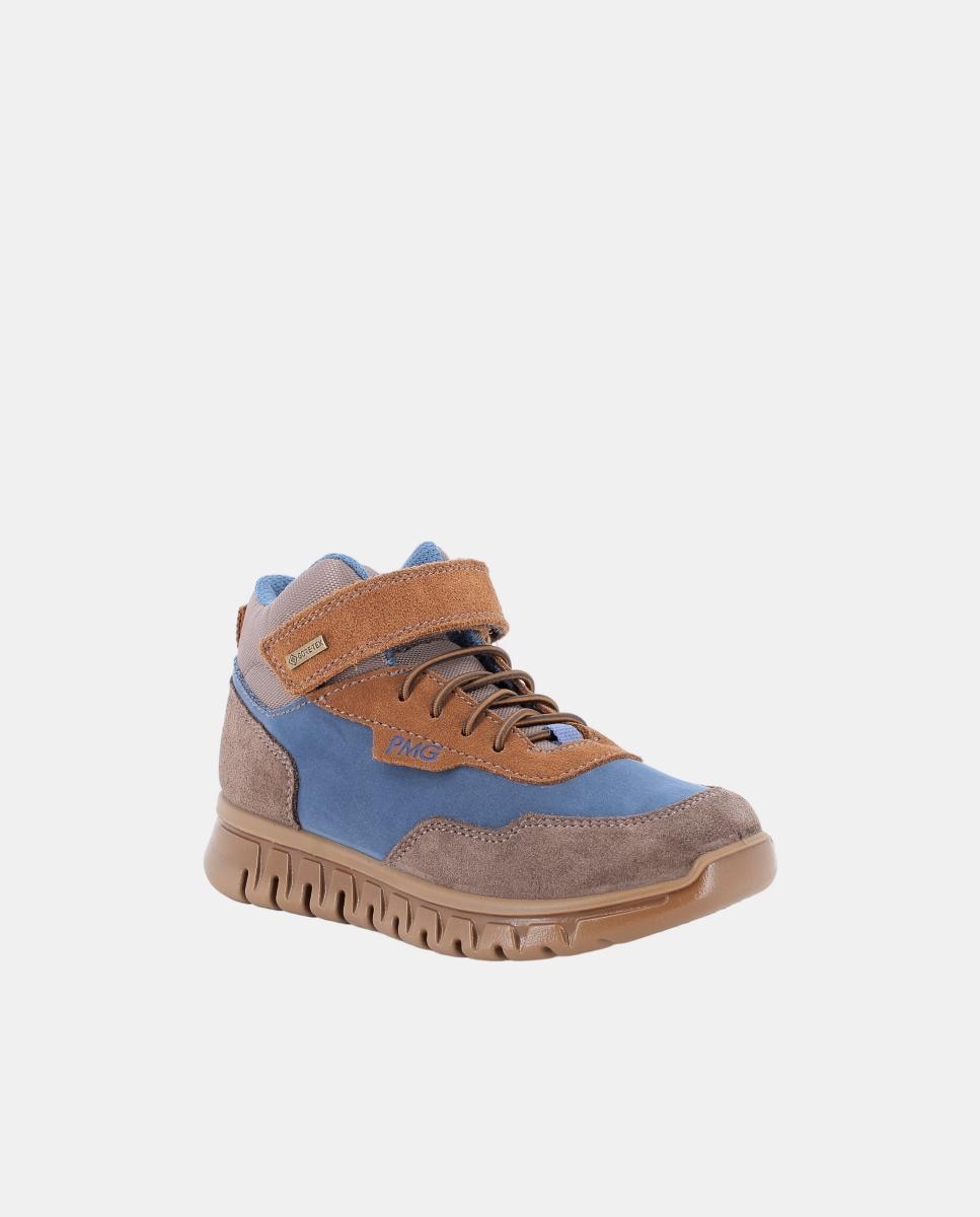Zapatilla de chico,en piel y material sintético, con cierre con velcro y cordón elástico, forro Goretex - Primigi - Cuero Cuero-3