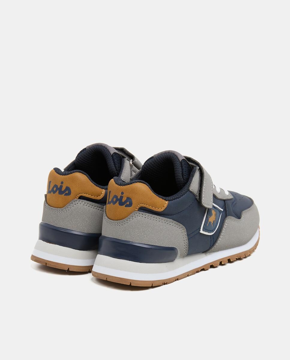 Sapatilhas Desportivas Tipo Running com Velcro e Elástico Cinzento-3