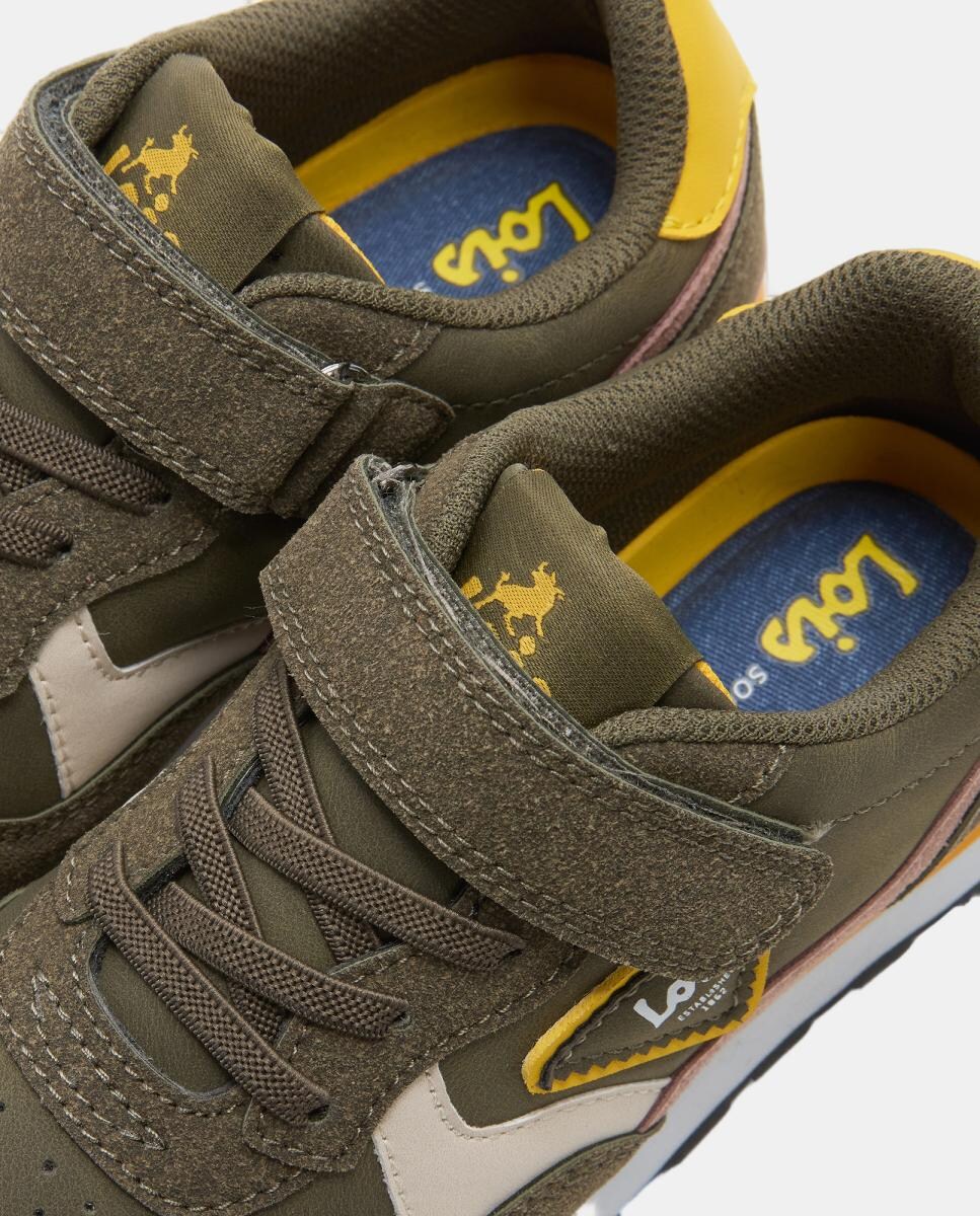 Sapatilhas Desportivas Tipo Running com Velcro e Elástico Verde Azeitona-5