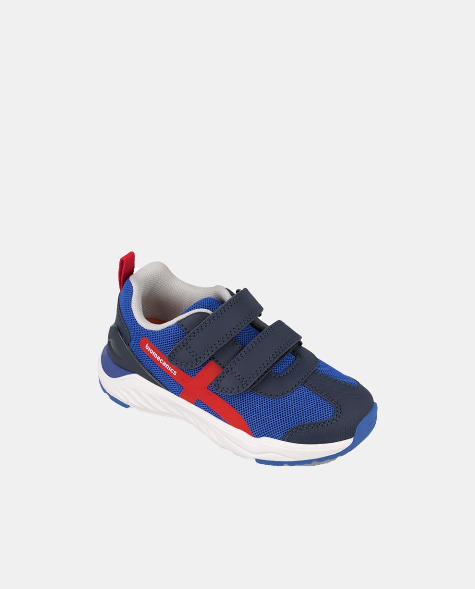Sapatilhas para Criança com Biqueira Redonda e Fecho de Velcro Duplo. Azul-4