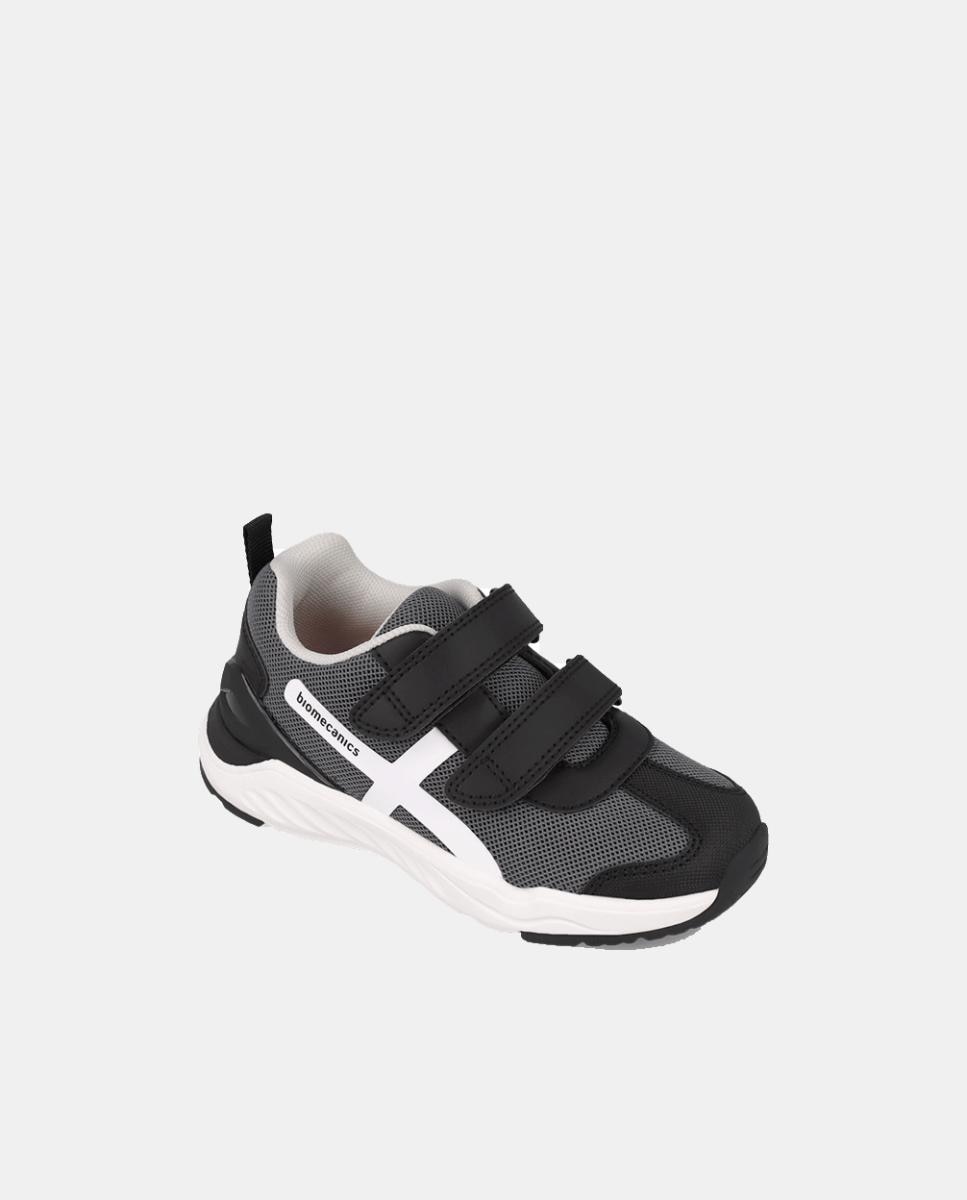 Sapatilhas para Criança com Biqueira Redonda e Fecho de Velcro Duplo. Preto-4