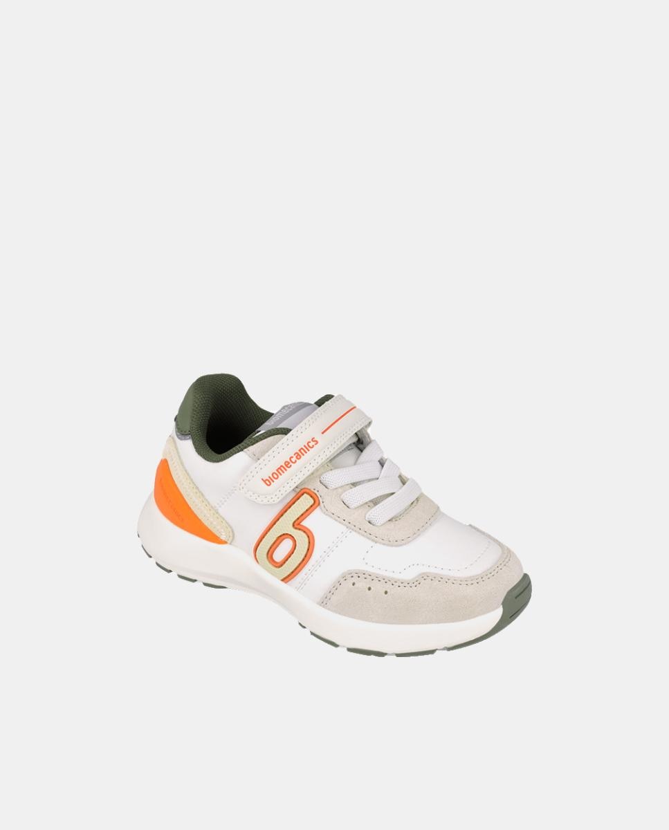 Sapatilhas para Criança com Biqueira Redonda e Fecho de Velcro com Elásticos Branco-4