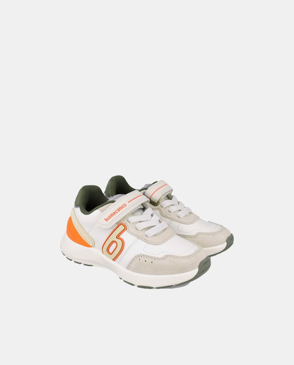 Sapatilhas para Criança com Biqueira Redonda e Fecho de Velcro com Elásticos Branco-5