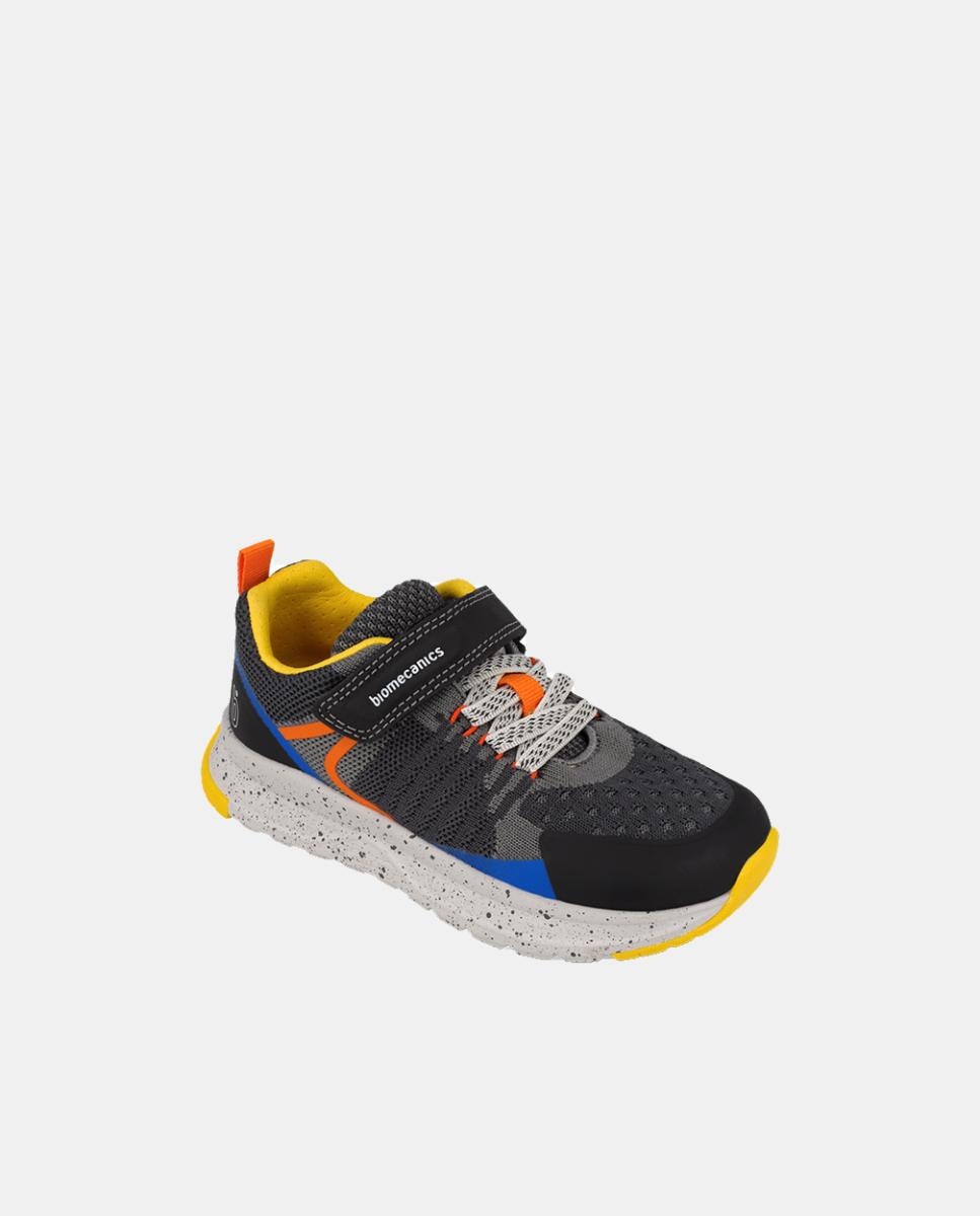 Sapatilhas para Criança com Biqueira Redonda e Fecho de Velcro com Elásticos Preto-4