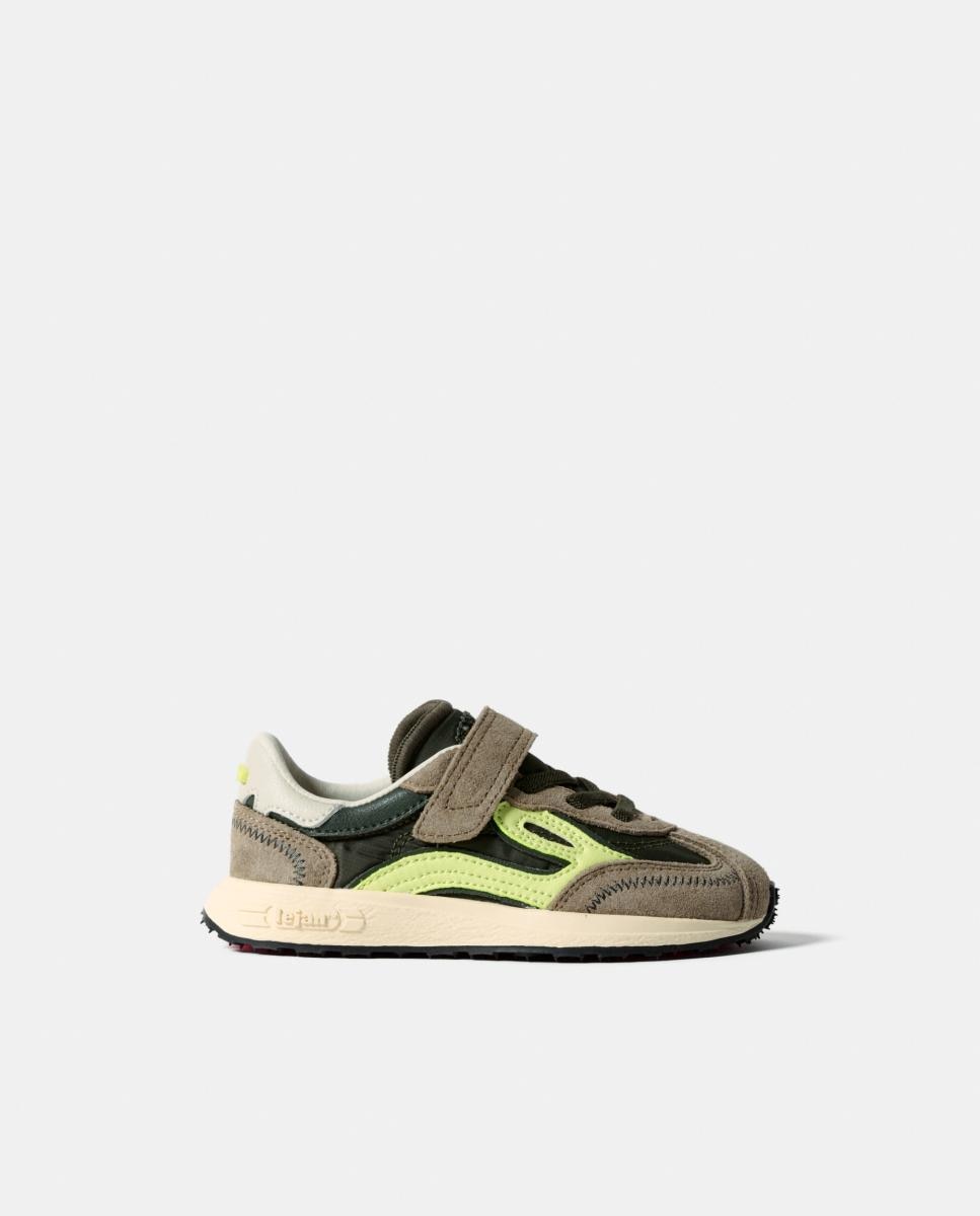 Zapatillas bajas lejan melrose niño en nylon con velcro - Verde Oliva Verde Oliva-1