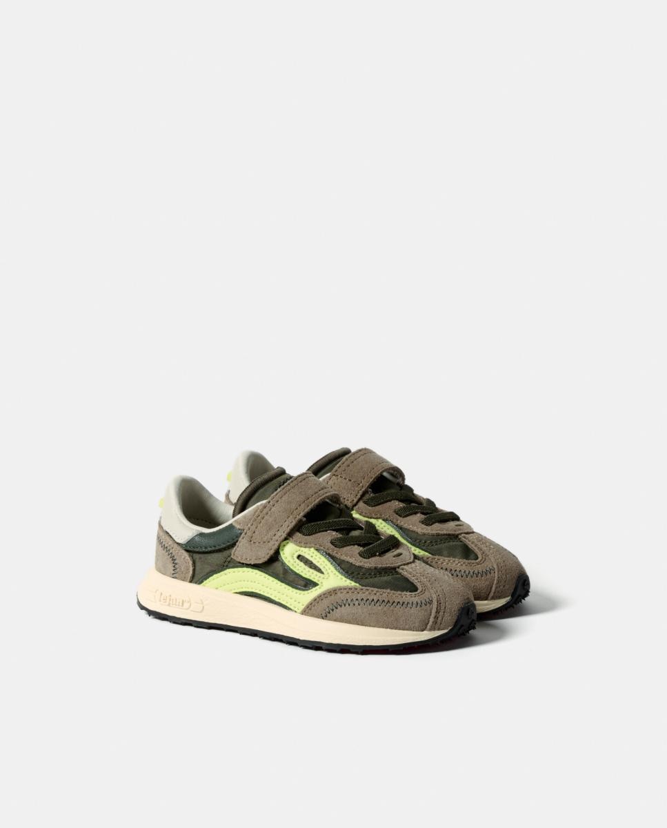 Zapatillas bajas lejan melrose niño en nylon con velcro - Verde Oliva Verde Oliva-2