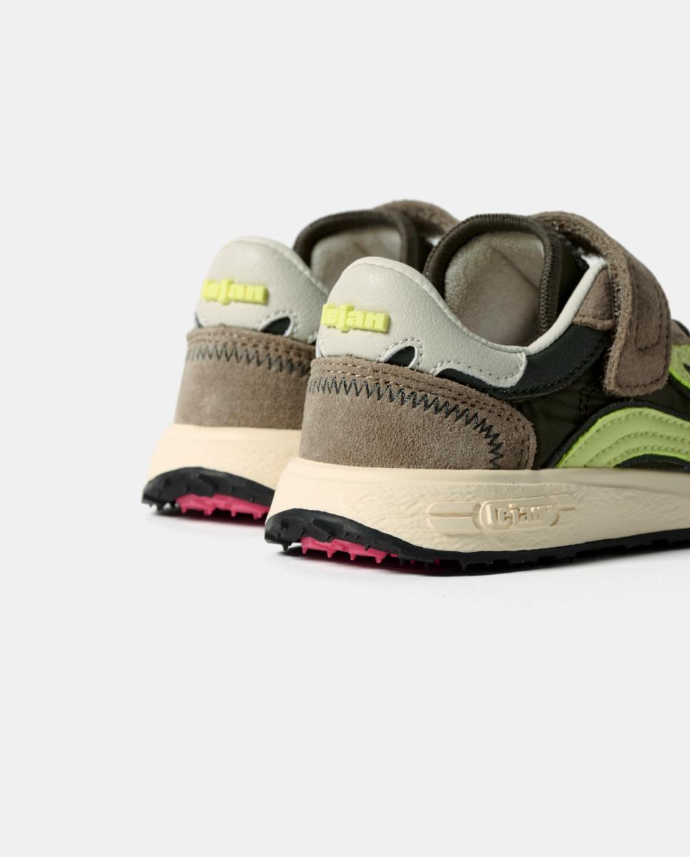 Zapatillas bajas lejan melrose niño en nylon con velcro - Verde Oliva Verde Oliva-3