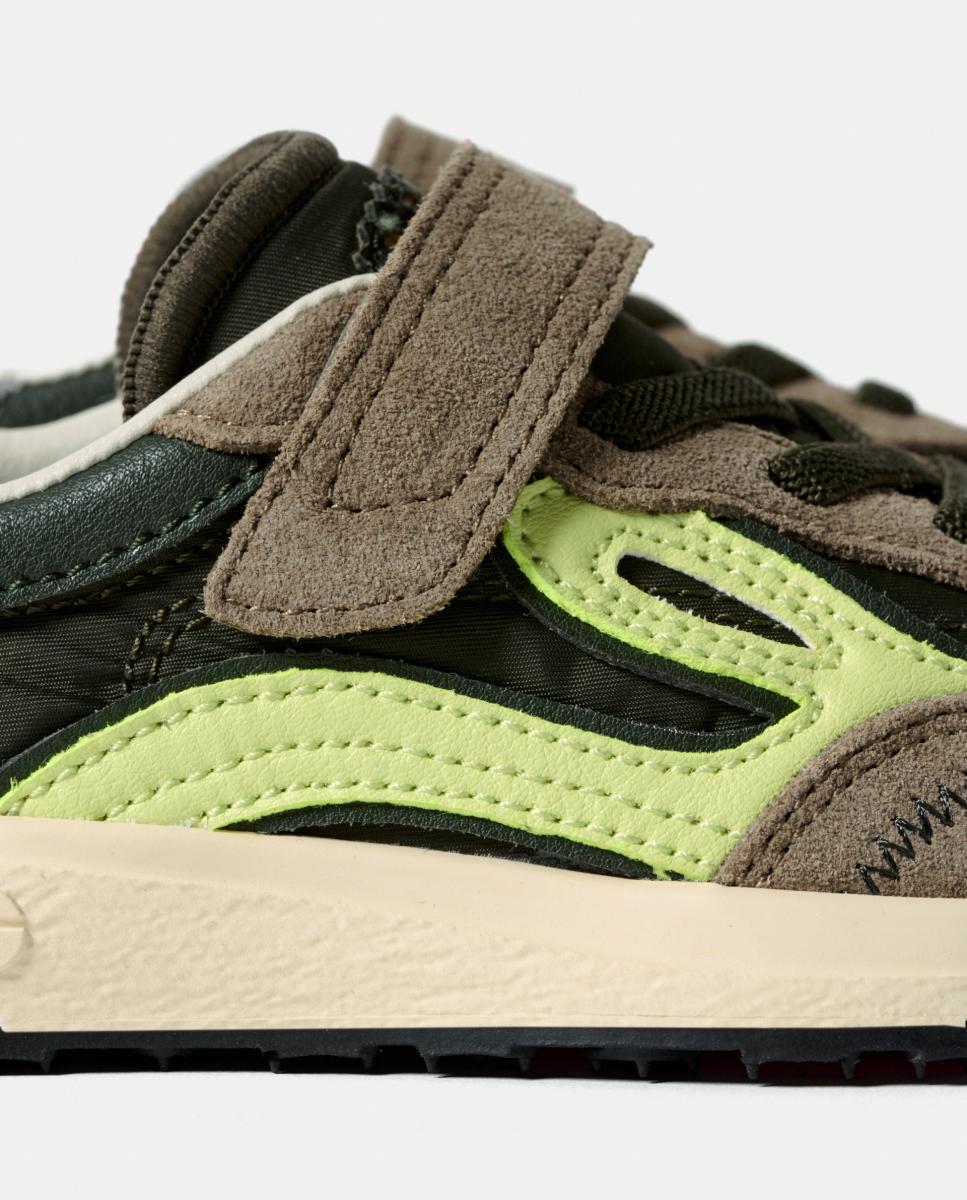 Zapatillas bajas lejan melrose niño en nylon con velcro - Verde Oliva Verde Oliva-4