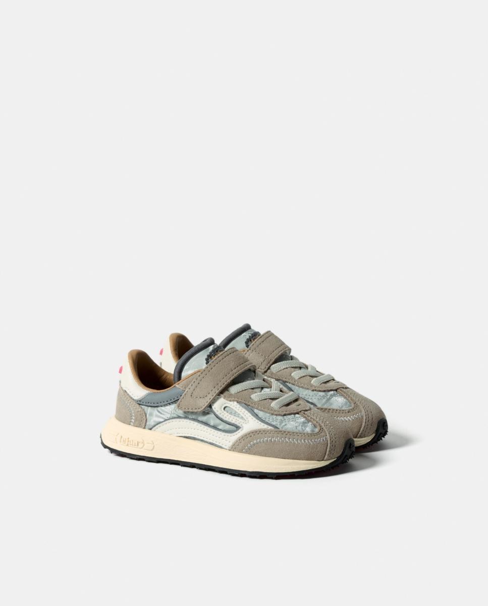 Sapatilhas baixas lejan melrose em nylon com velcro Prata-2