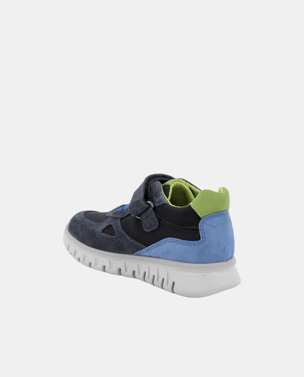 Zapatilla de chico, en materiales varios y piel cierre con cordón elástico y velcro, forro de Goretex - Primigi - Azul oscuro Azul oscuro-2