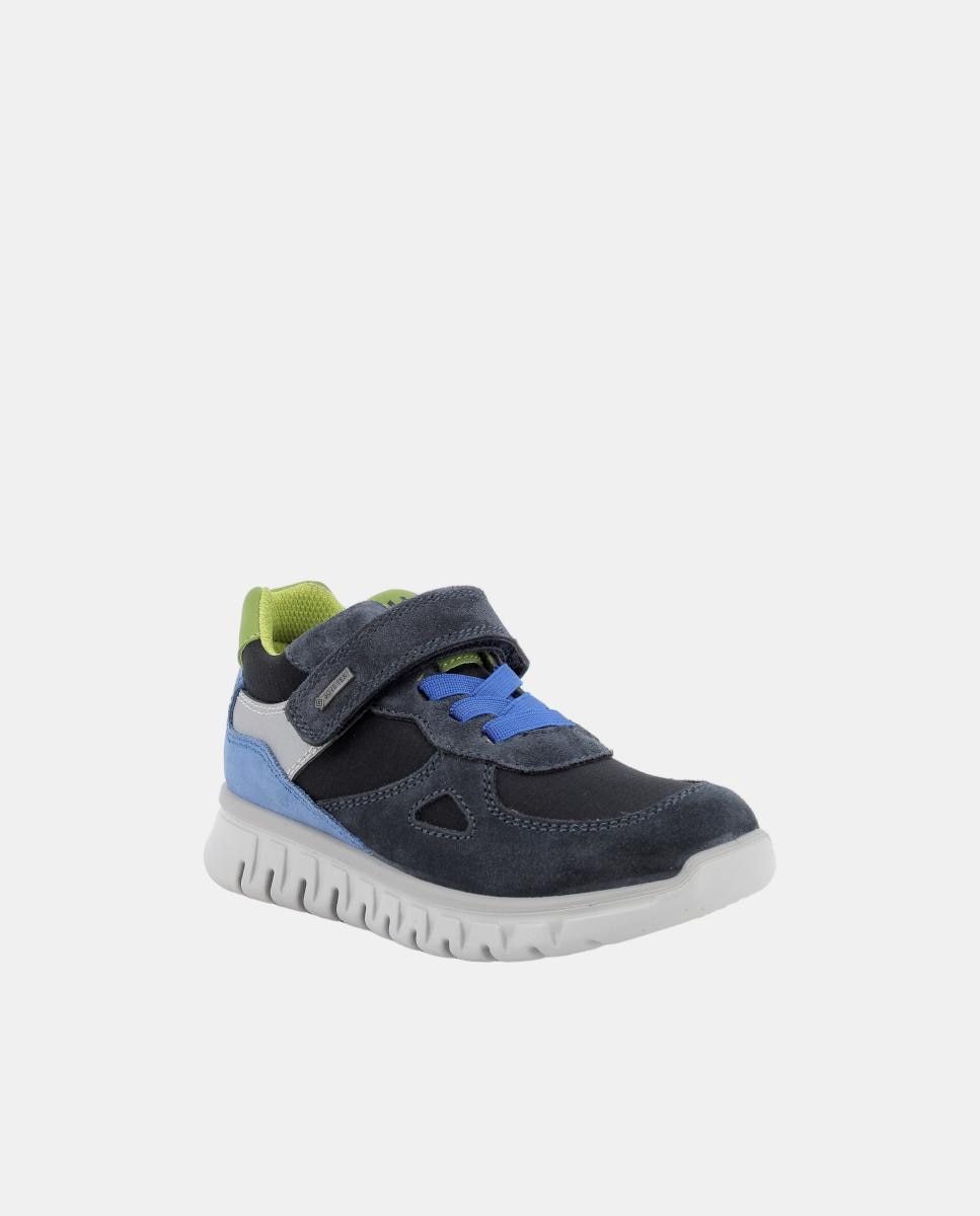 Zapatilla de chico, en materiales varios y piel cierre con cordón elástico y velcro, forro de Goretex - Primigi - Azul oscuro Azul oscuro-3