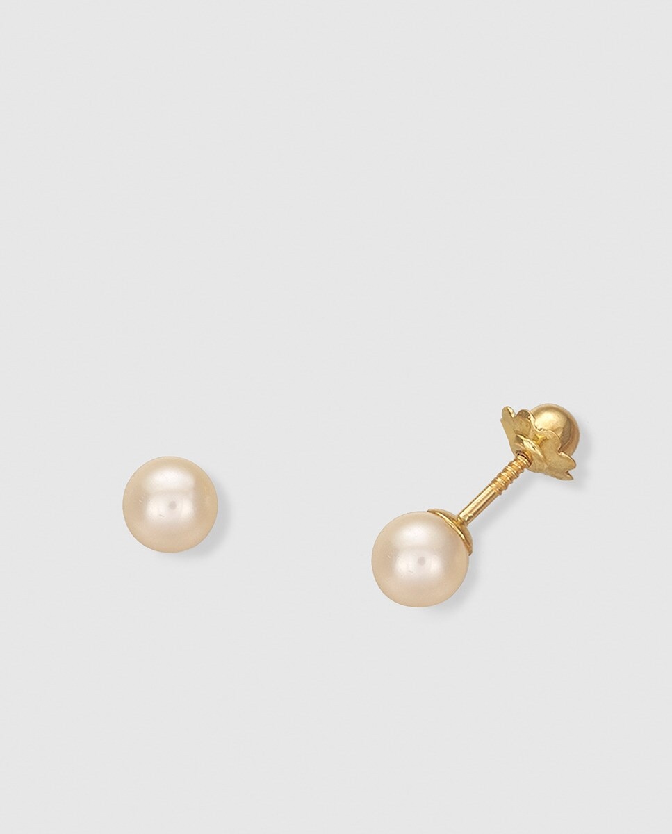 Pendientes de bebé de oro y perla - El Corte Inglés - Blanco Blanco-1