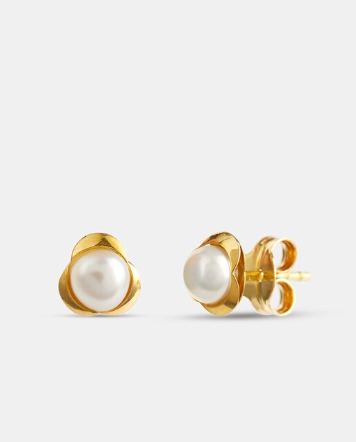 Pendientes de oro y perla blanca