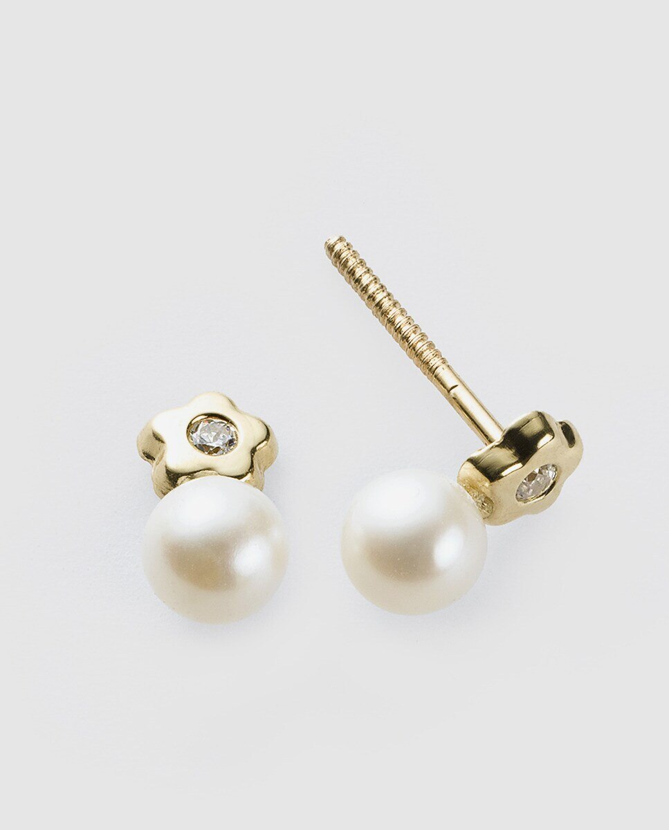 Pendientes de bebé de oro y perla - El Corte Inglés - Blanco Blanco-1