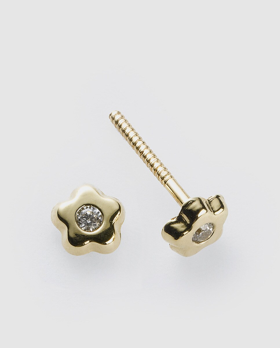Pendientes de bebé de oro amarillo y circonita - El Corte Inglés - Blanco Blanco-1