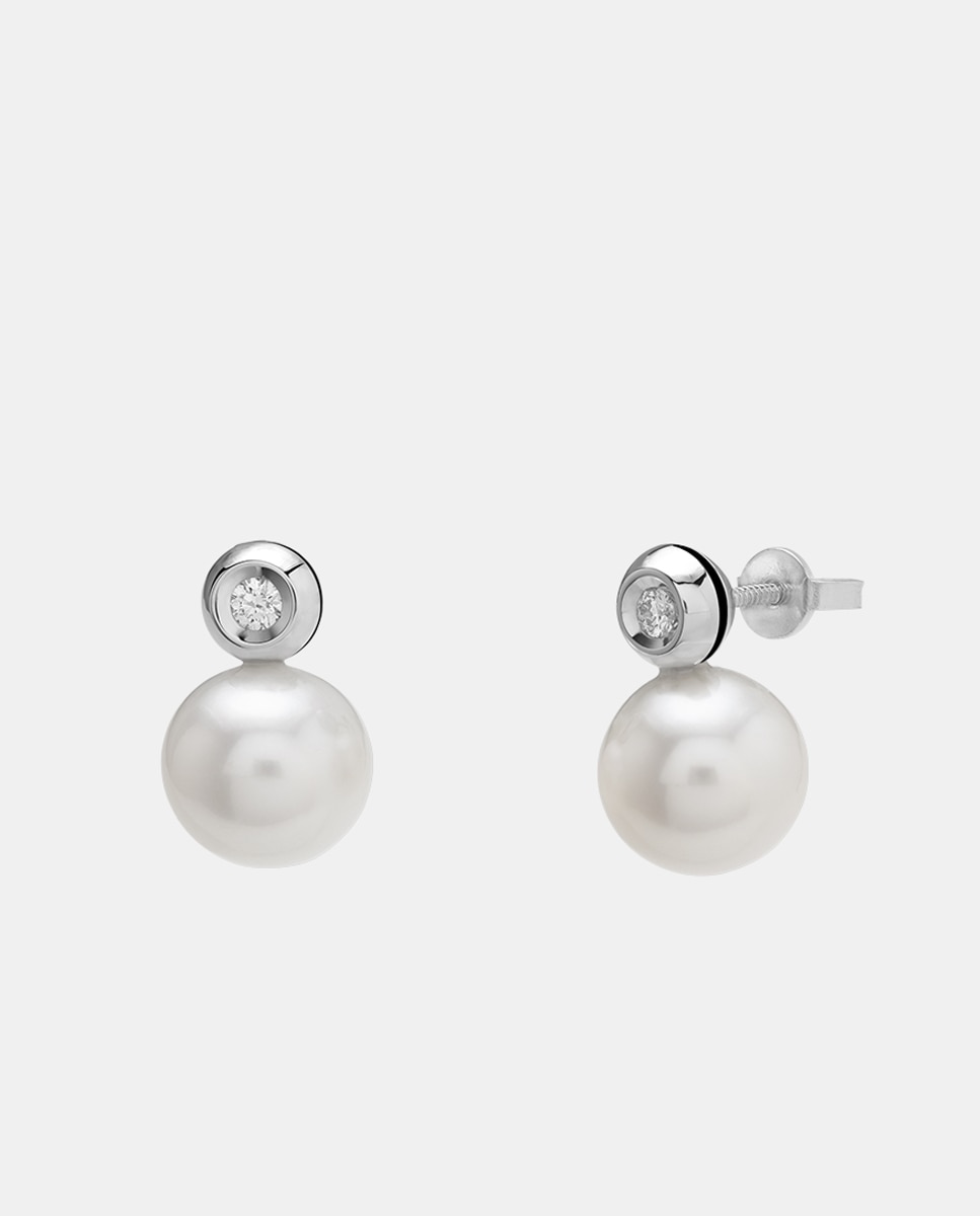 El Corte Inglés - Pendientes de oro, diamantes y perlas.