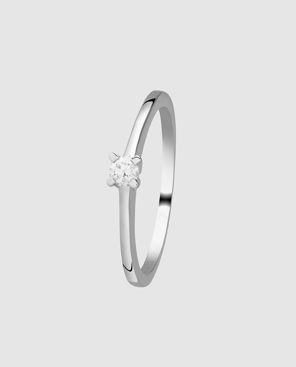 El Corte Inglés - Anillo solitario Black & White de oro con diamante.