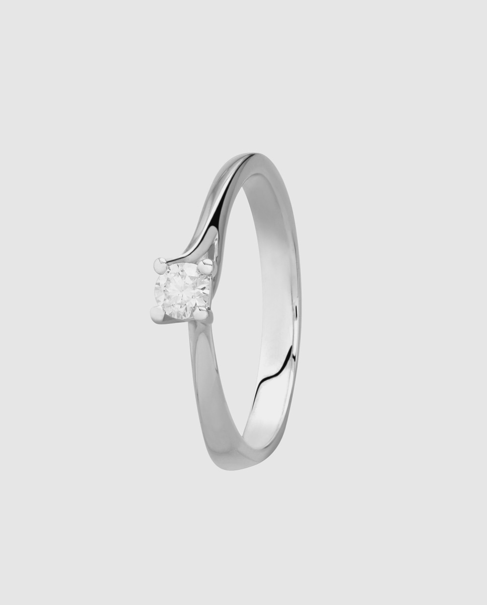 Imagen 1 de Anillo solitario Black & White de oro con diamante - El Corte Inglés - Blanco Blanco