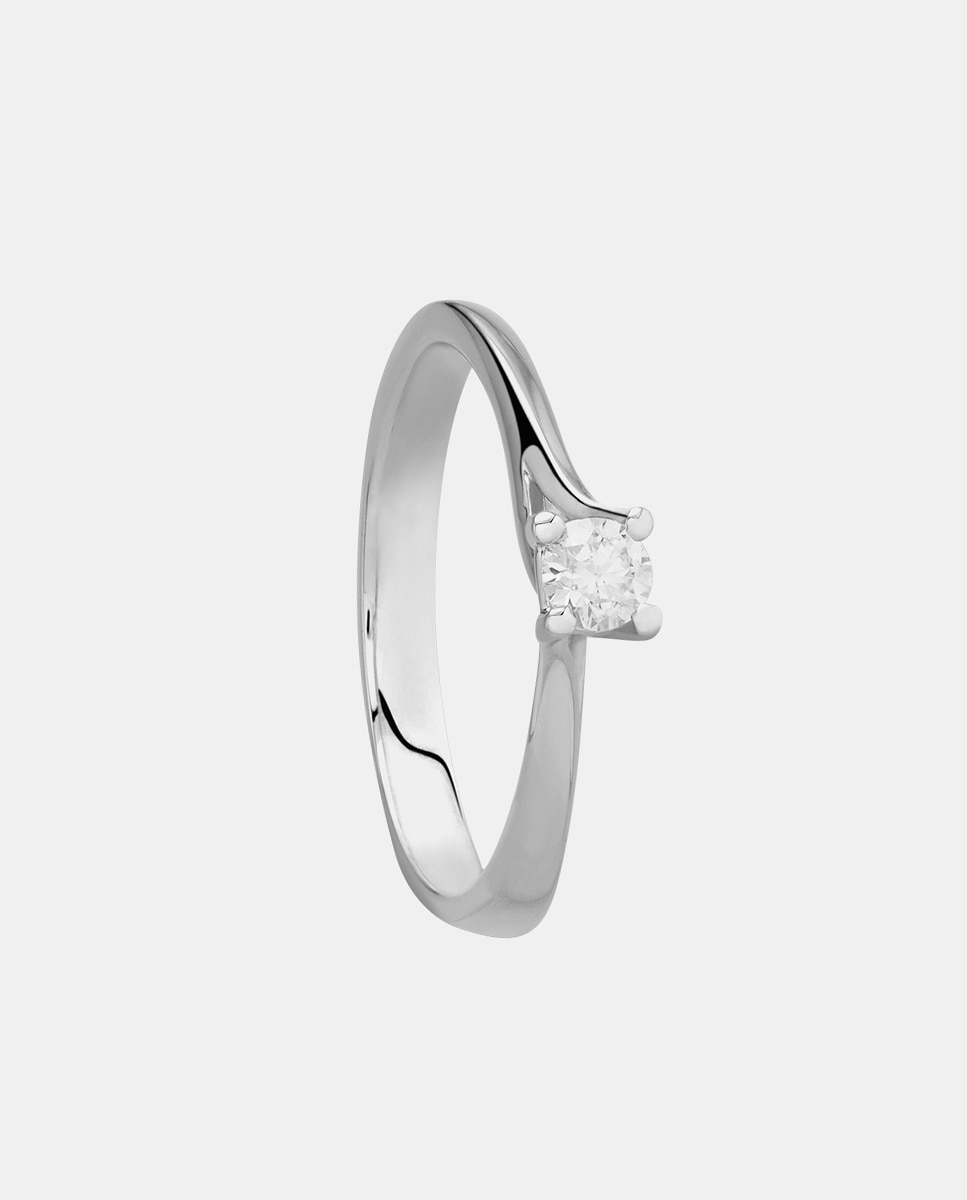 El Corte Inglés - Anillo solitario de oro y brillante.
