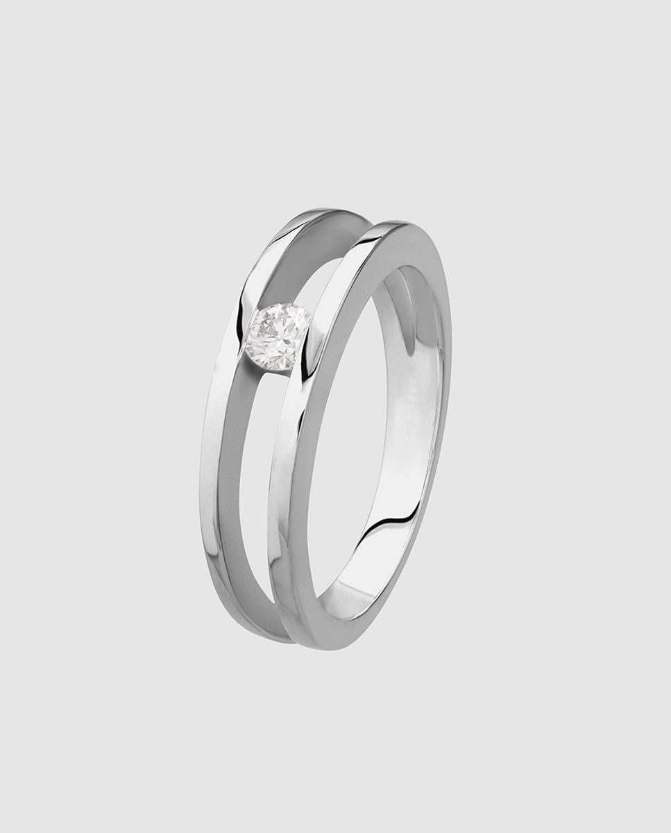 Anillo solitario Black & White de oro con diamante - El Corte Inglés - Blanco Blanco-1