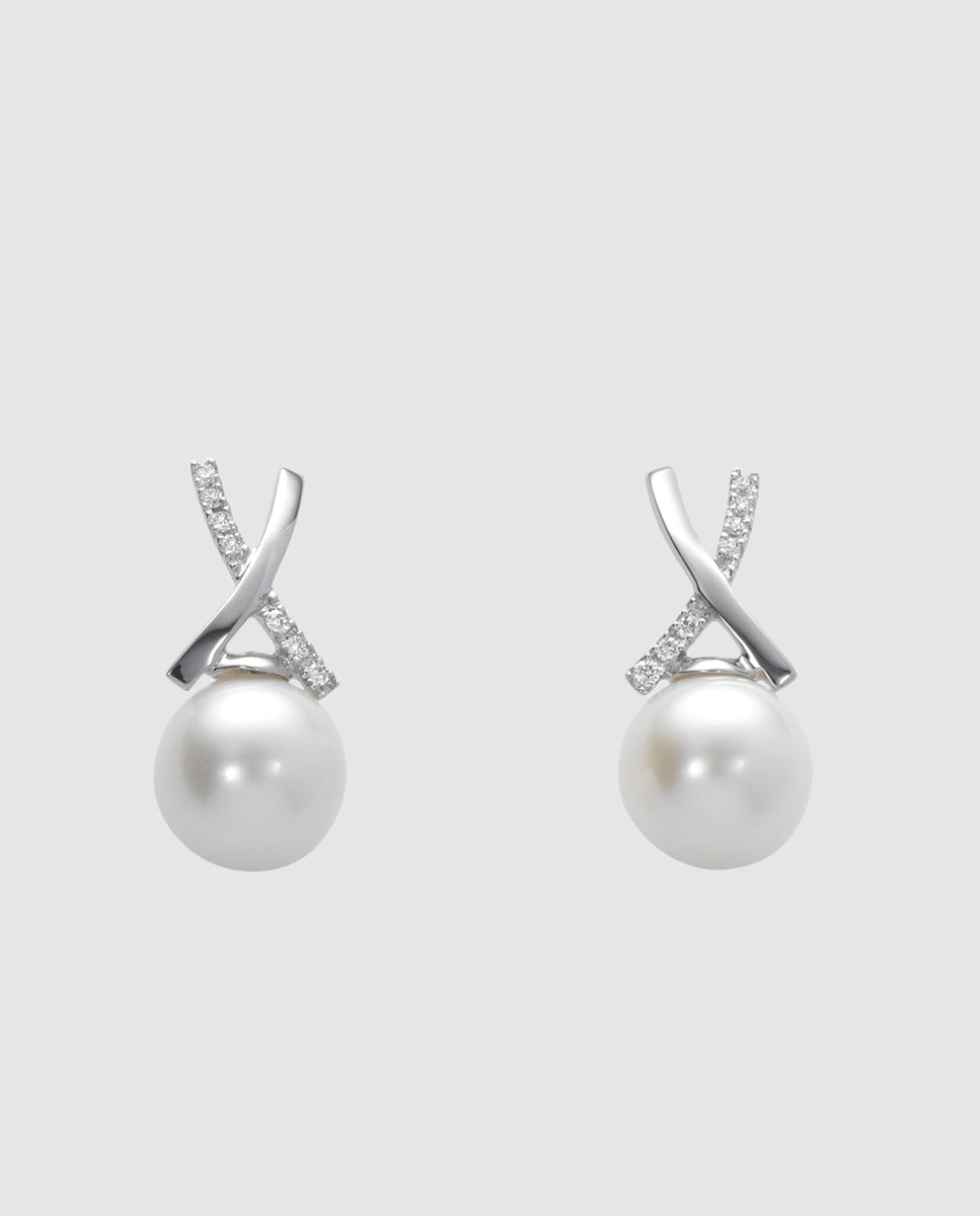 Imagen 0 de Pendientes de oro, diamantes y perlas